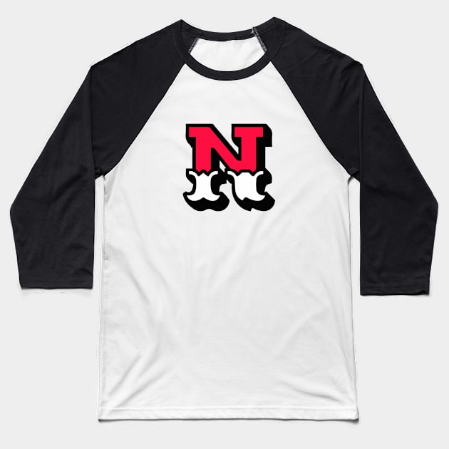 Monogram N - Alphabet Scrapbooking Red/White Circus Style Baseball T-Shirt by RetroGeek